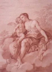 Venus auf einer Wolke liegend, Amor umarmend, 18. Jahrhundert